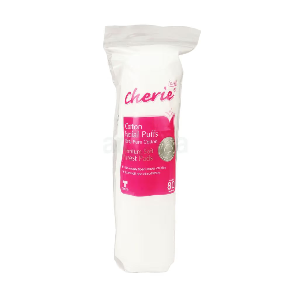 Cherie Premium Soft 100% Pure Cotton Facial Puffs- 80 Pads