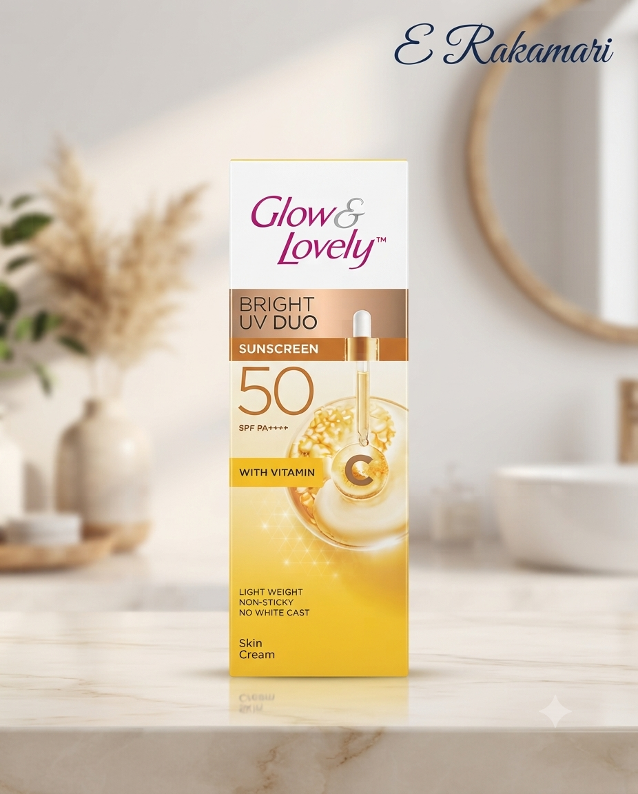Glow & Lovely Bright Serum Sunscreen UV DUO with SPF 50 PA++++. 50g