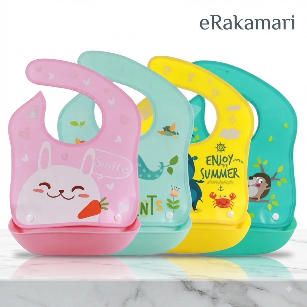 Children'S Waterproof 3D Detachable Bib With Pocket - 1pc