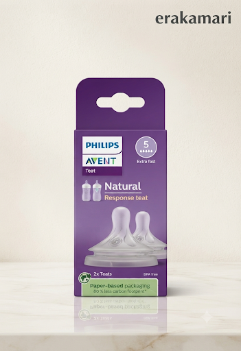 Philips Avent Natural Response Teat – Extra Fast Flow (Flow 5), Set of 2 (SCY965/02)