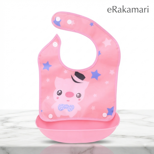 Children'S Waterproof 3D Detachable Bib With Pocket - 1pc