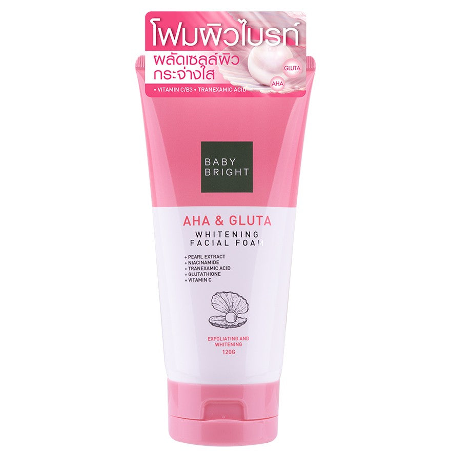 Baby Bright AHA & Gluta Whitening Facial Foam 120ml