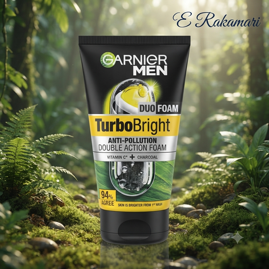 Garnier Men TurboBright Anti-Pollution Double Action Face Wash.100g