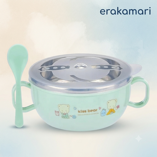 Stainless Steel Baby Feeding Bowl with Spoon Set