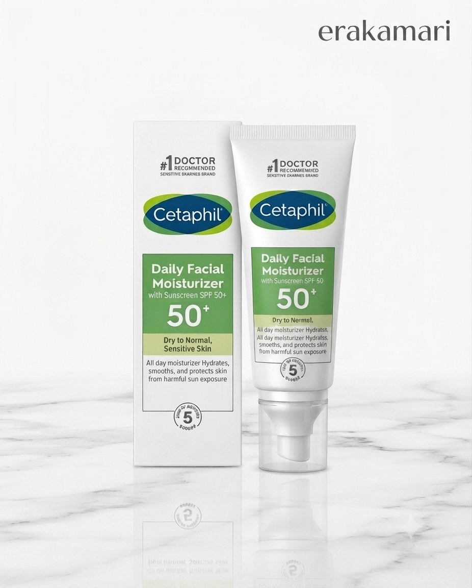 Cetaphil Daily Facial Moisturizer Sunscreen with SPF 50 for Dry to Normal, Sensitive Skin (50ml)