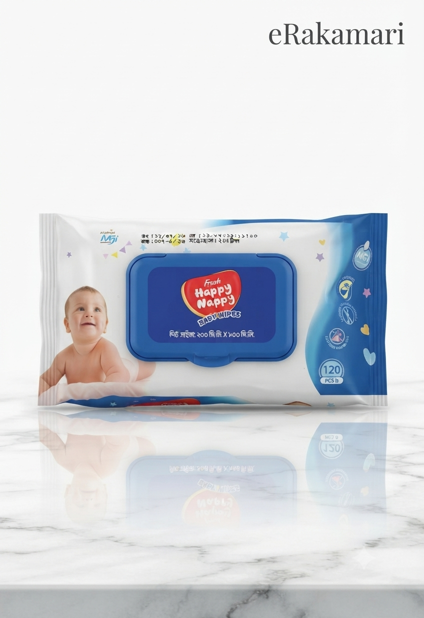 Fresh Happy Nappy Baby Wipes 120p Pecket
